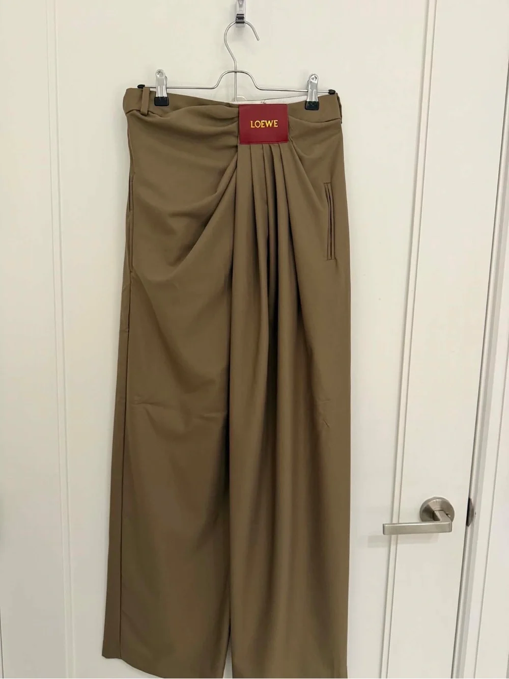 Loewe Khaki Wide-Leg Pleated Trousers - Picture 1 of 3